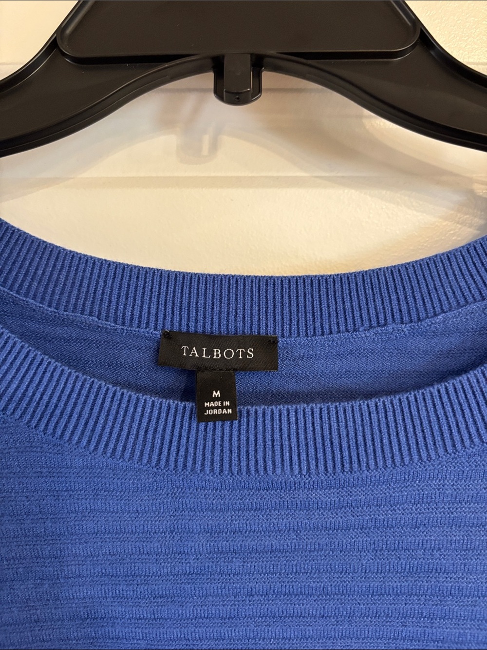 Talbots Periwinkle Ribbed Crewneck Sweater 3/4 sleeve Size M - Picture 2 of 5